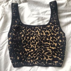 Babaton Sculpt Knit Cropped Leopard-Print Tank Top